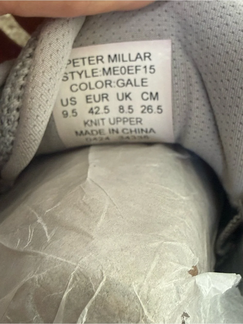 Peter Millar Drift Light Gray Knit Casual Sneakers